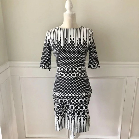 Julia Jordan Black & White Stretch Sheath Dress 4 - Picture 3 of 6